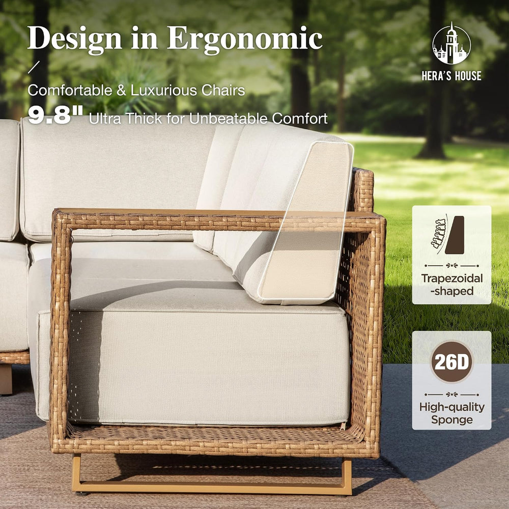 6-Piece Patio Sectional Furniture Set with 10" Thick Cushions