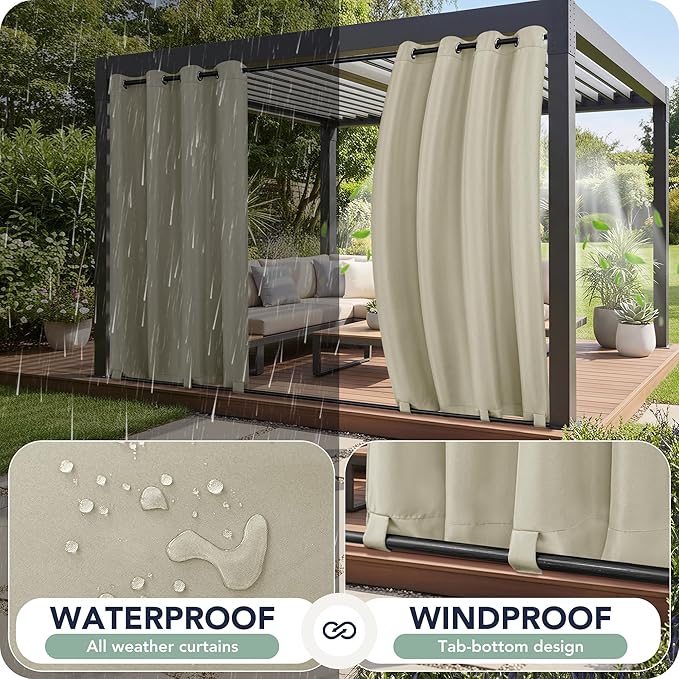 Gazebo Curtains Outdoor Waterproof 6 Panels - Windproof, Privacy, Weatherproo...