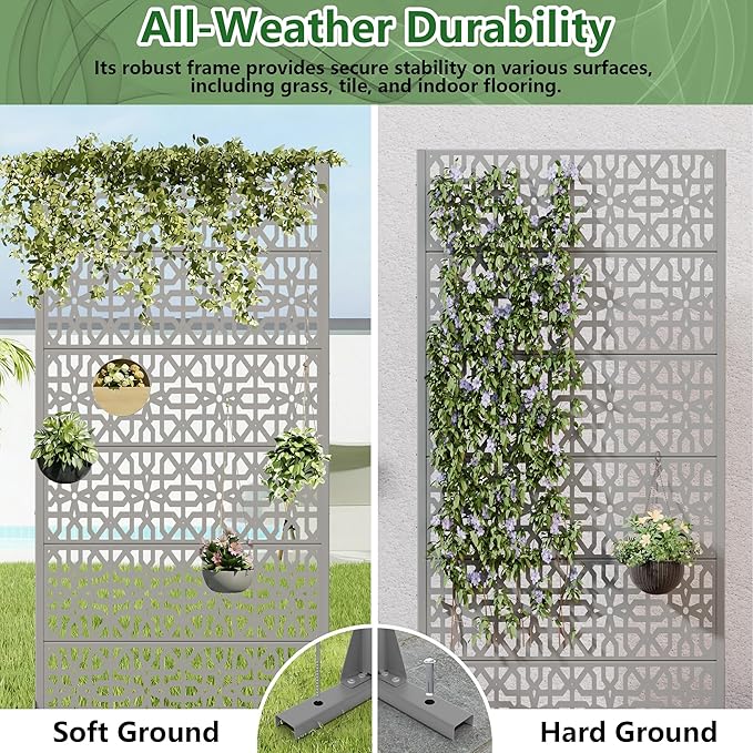 Casaphoria Metal Privacy Screen Outdoor, 72" H x 35" W Freestanding...