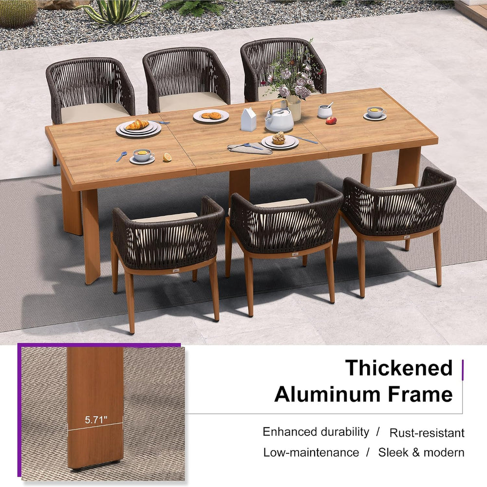 PURPLE LEAF Patio Dining Set for 10 with Sunbrella Cushion Chairs Deep Teak