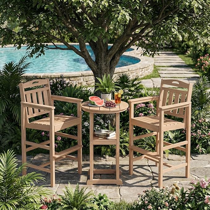 Ciokea Heavy Duty Bar Height Chair, 380lbs Outdoor Adirondack Tall Bar Chair ...