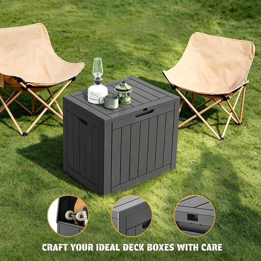 NUNU LAB 35 Gal Outdoor Storage Box Waterproof Lockable,Deck Box,Black
