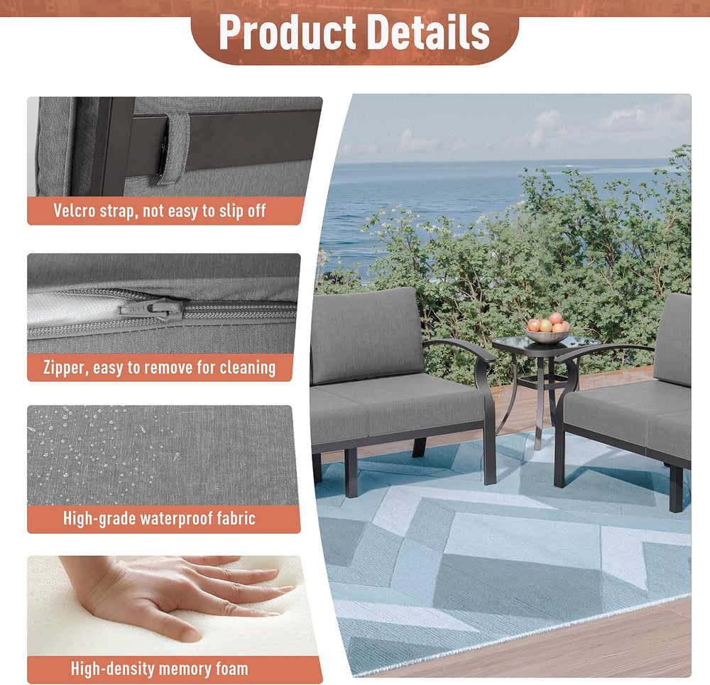 Kurapika Aluminum Patio Furniture Set 5-Seat Modern Metal Outdoor Conversatio...