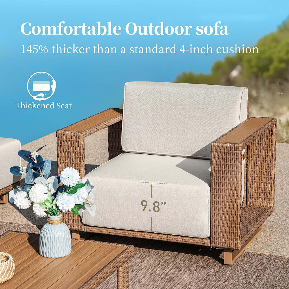 SUNSHINE VALLEY 6-Seat Patio Furniture Set with Swivel Chairs & Firepit