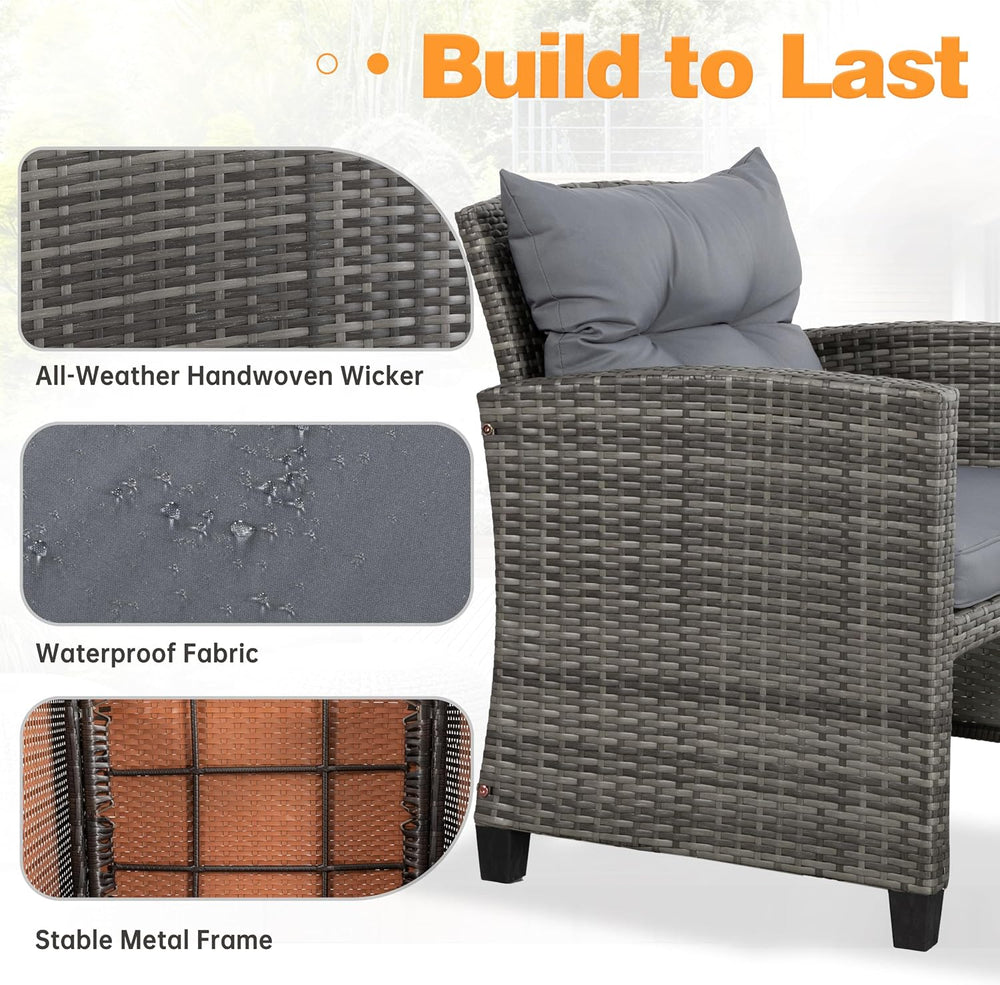 Shintenchi 5 Pieces Patio Furniture Set, Outdoor Wicker Patio Conversation Se...