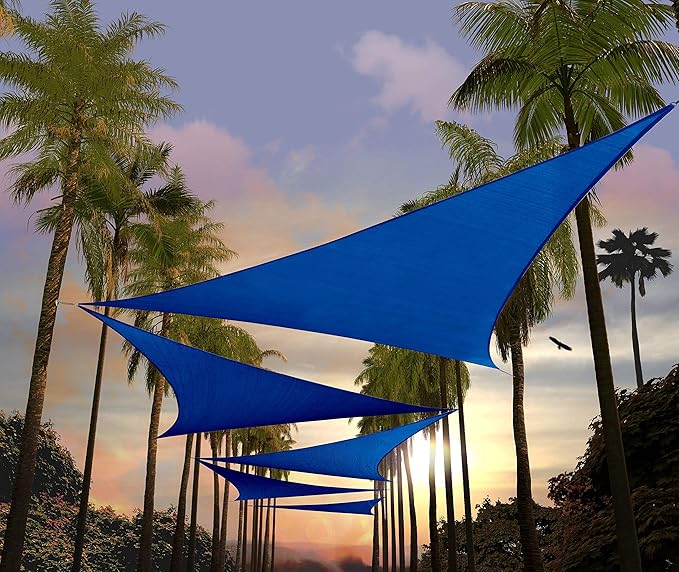 Amgo 20' x 20' x 20' Blue Triangle Sun Shade Sail UPF50+ Canopy A...