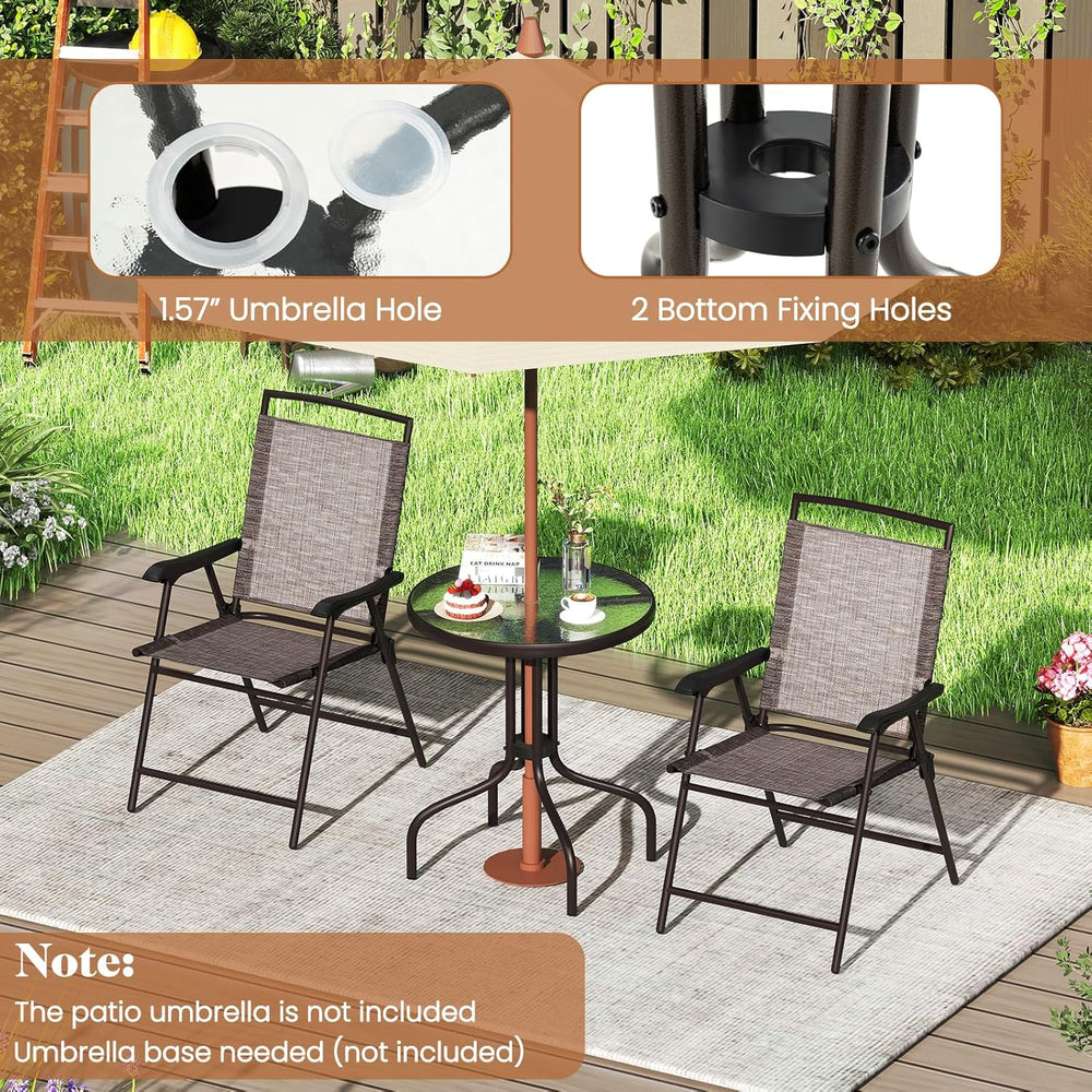 DORTALA 3 Piece Outdoor Bistro Set with Round Table