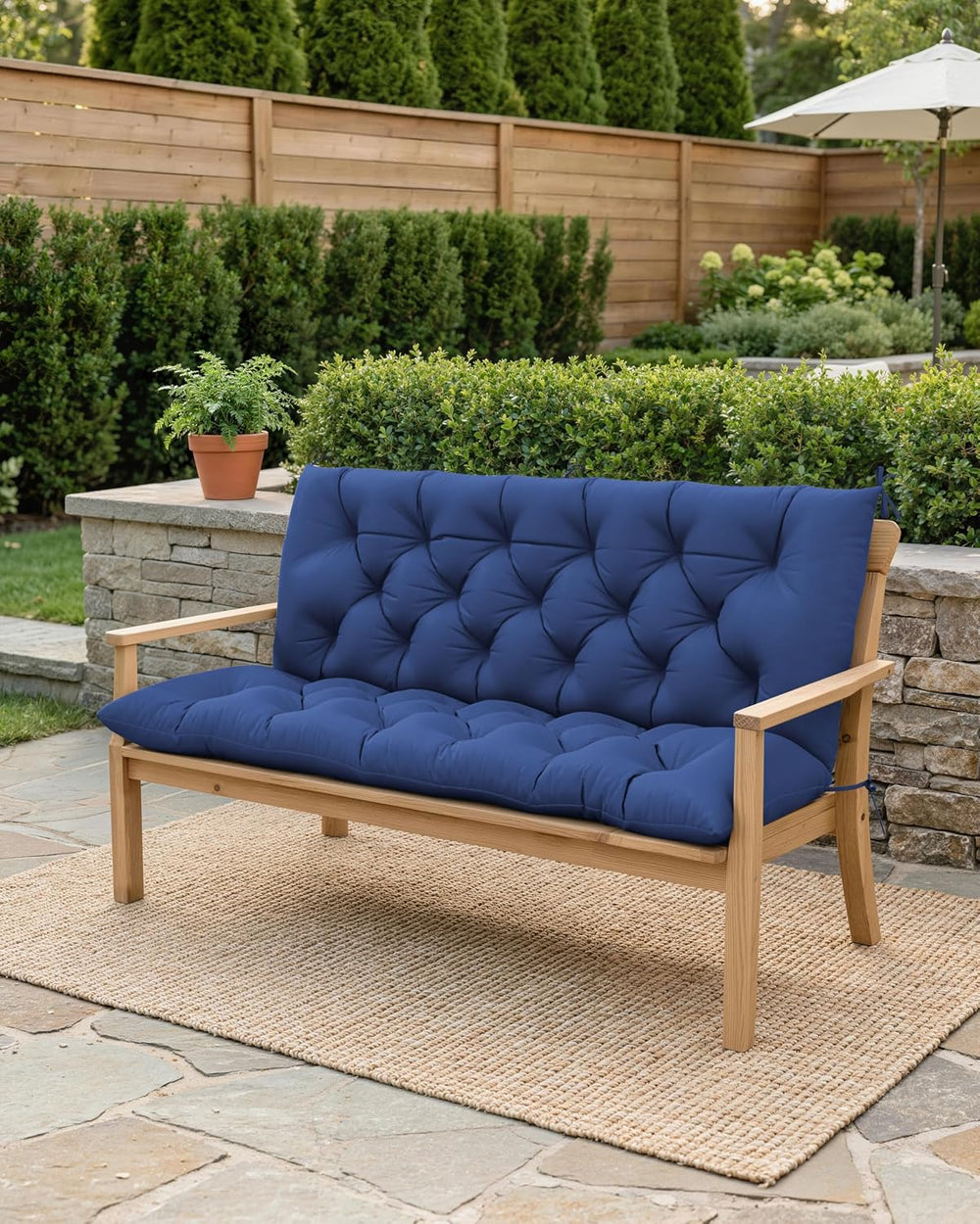 Porch Swing Cushion with Backrest 2-3 Seater Outdoor Bench Cushions Waterproo...