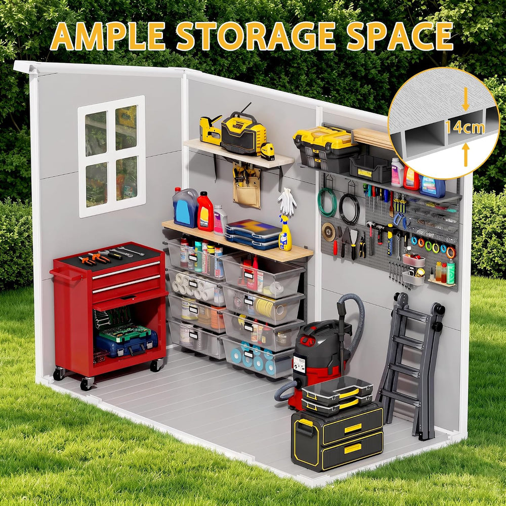PIPLEO 8x4 FT Resin Outdoor Storage Shed with Floor