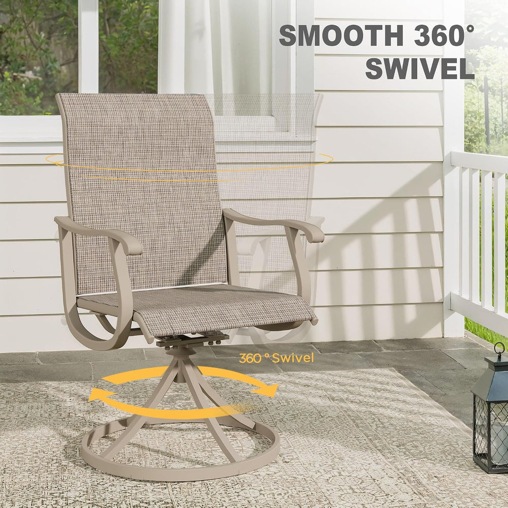 VICLLAX 7 Pieces Patio Furniture Dining Set, 6 Textile Swivel Dining Chairs, ...