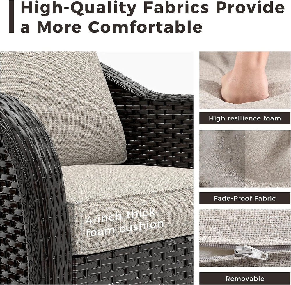 2 Piece Patio Furniture Set, Wicker Outdoor Conversation Set