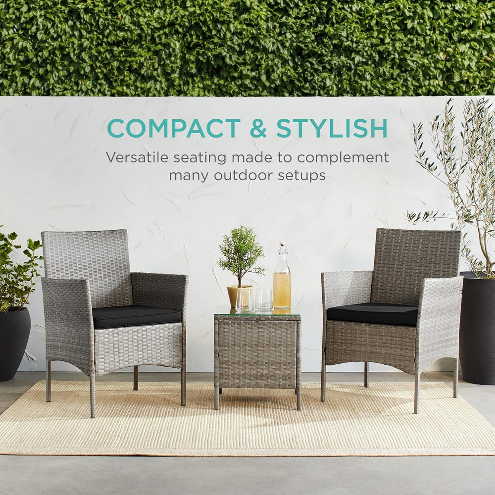 Best Choice Products 3-Piece Outdoor Wicker Conversation Bistro Set, Space Sa...