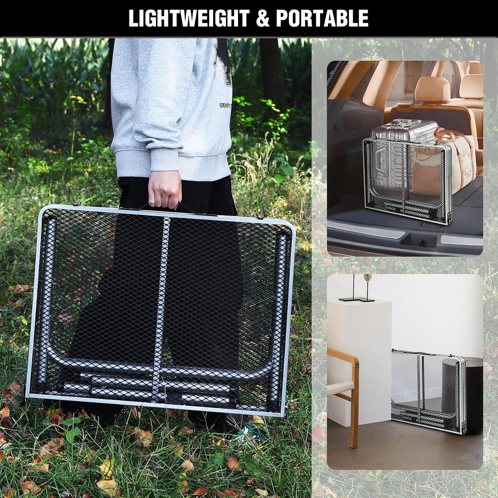 Portable Grill Table for Outside, Aluminum Folding Grill Stand Table for Outd...