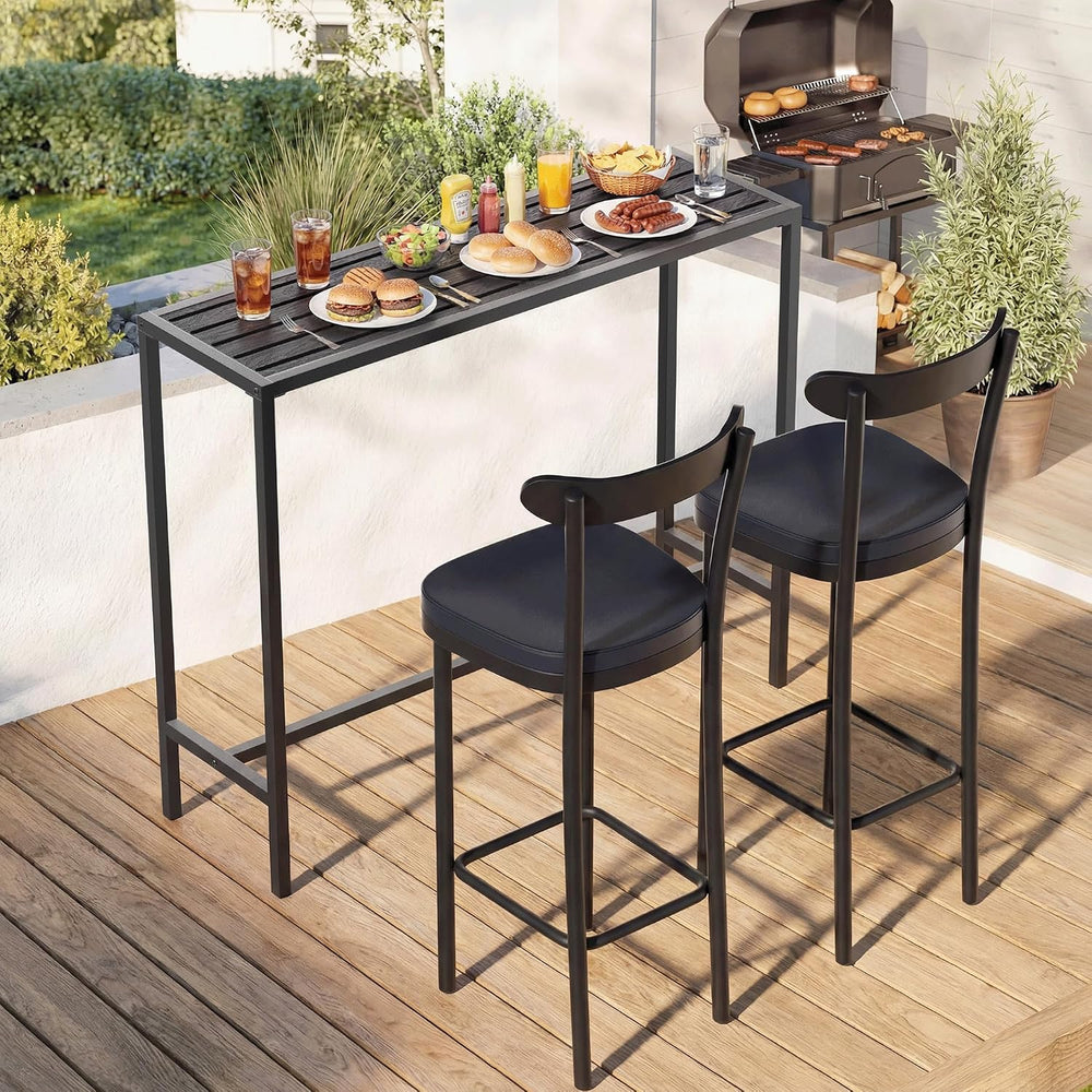 36" Outdoor Bar Height Table, Black Metal Frame with HDPE Top