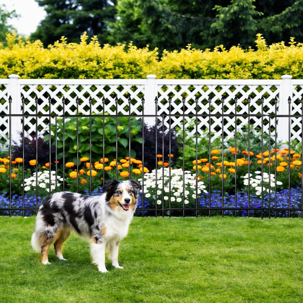 Decorative Metal Garden Fence,(10 Panels+ 11 Posts), Total Iength24 ft(W) x 3...
