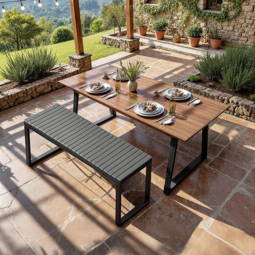 Weatherproof Outdoor Garden Bench, 2‑Person Patio Bench, Gray