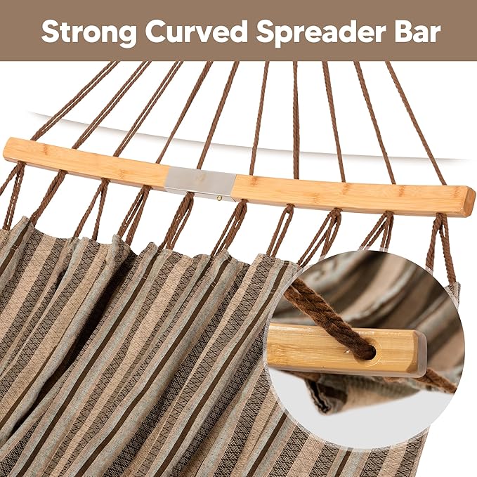 SUNCREAT Hammocks Double Hammock with Curved Spreader Bar, Outdoor Camping Po...