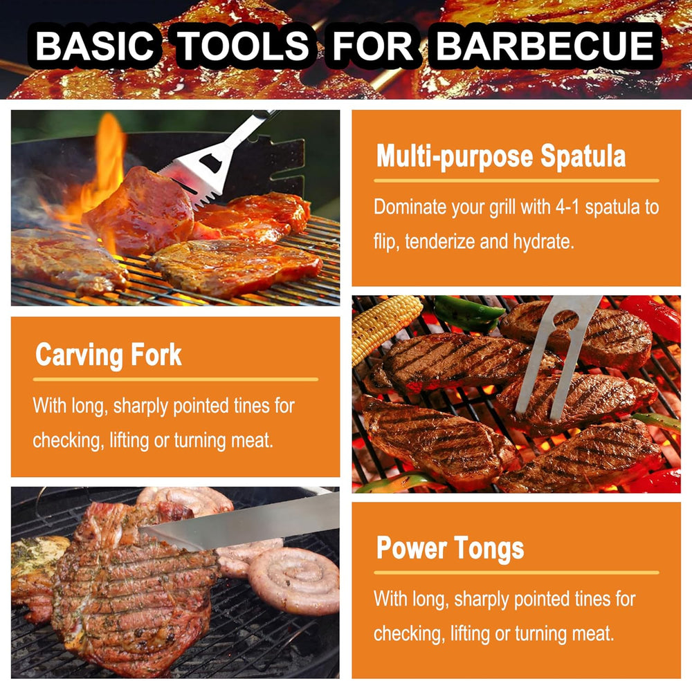 grilljoy 24PCS BBQ Grill Tools Set with Meat Thermometer and Injector - Extra...