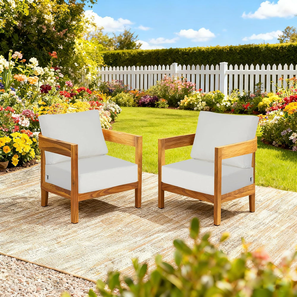Outdoor Deep Seat Cushions, 23.5x27 Inch, Off-White, Set of 2