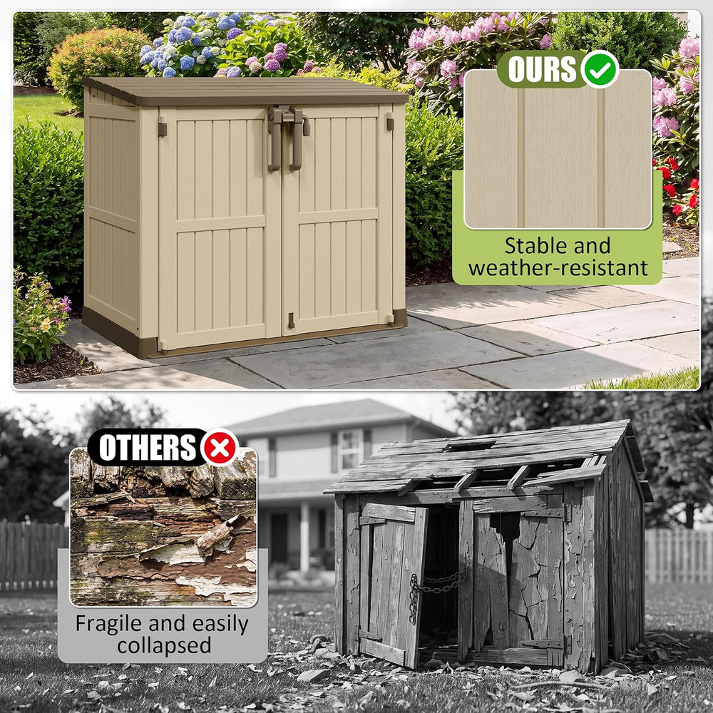 LHBcraft Waterproof Outdoor Storage Box 36 Cu Ft with Lockable Doors, Portabl...