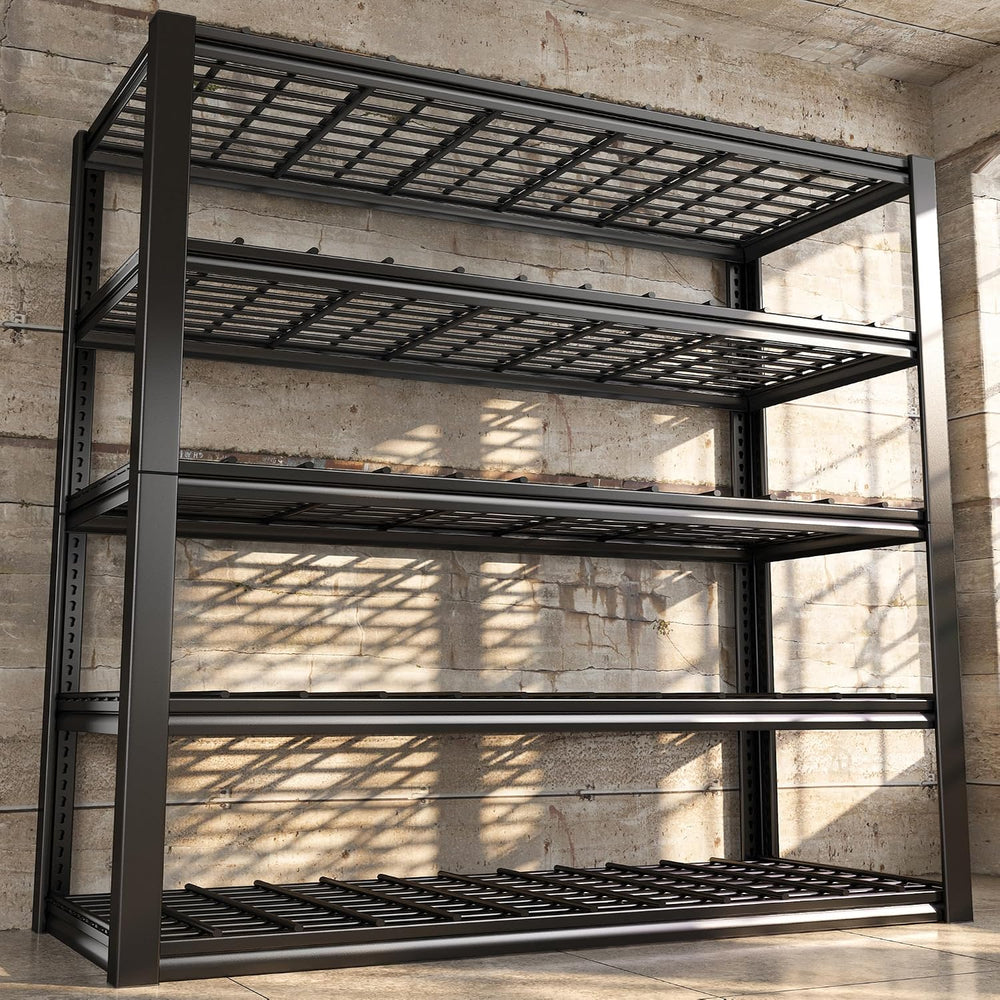 REIBII 48" W Garage Shelving Load 2500LBS, 5 Tier Storage Shelves, Adjus...
