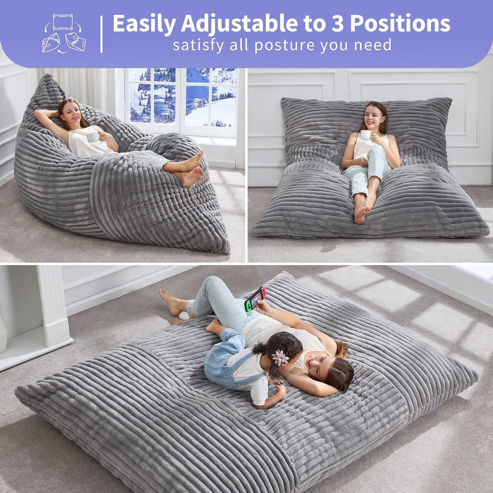 Hobestluk Adult Bean Bag Chair 3 in 1 Convertible Large Bean Bag Sofa