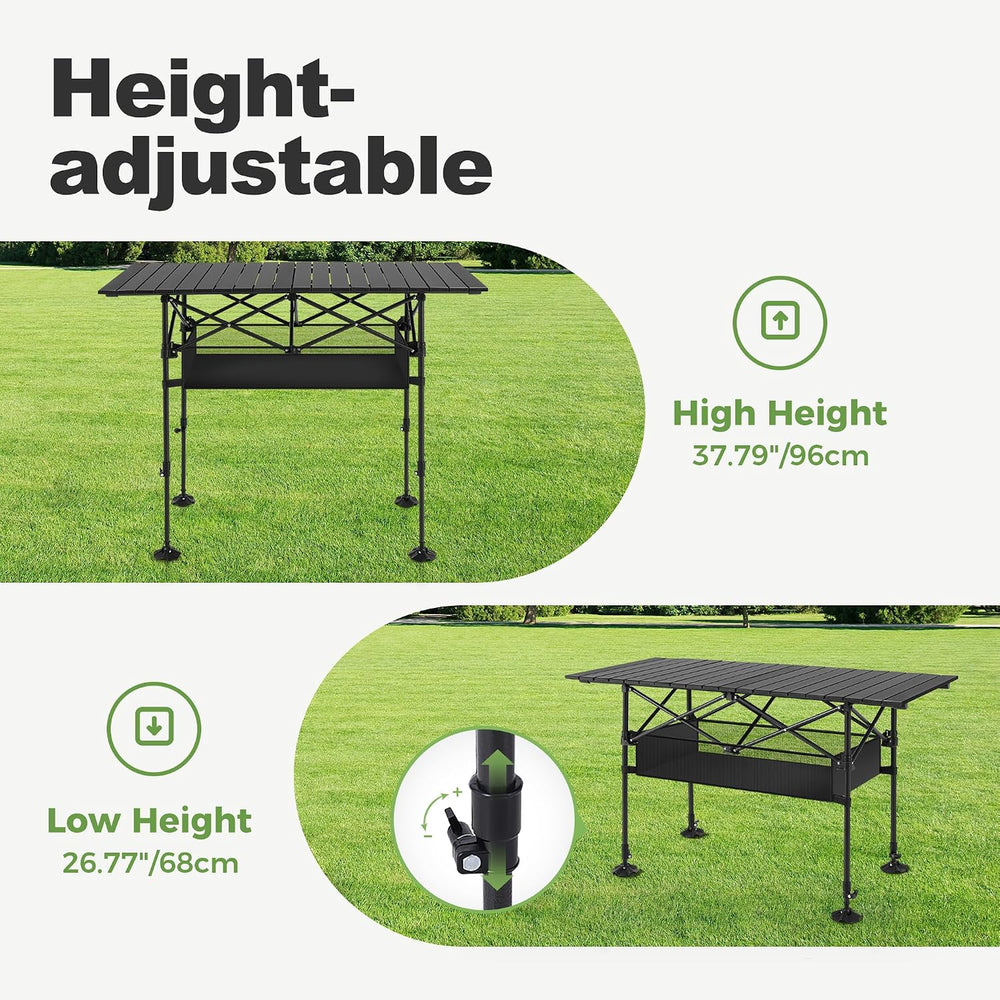 LET'S CAMP Folding Camping Table, Aluminum Roll-up Picnic Backpacking Table