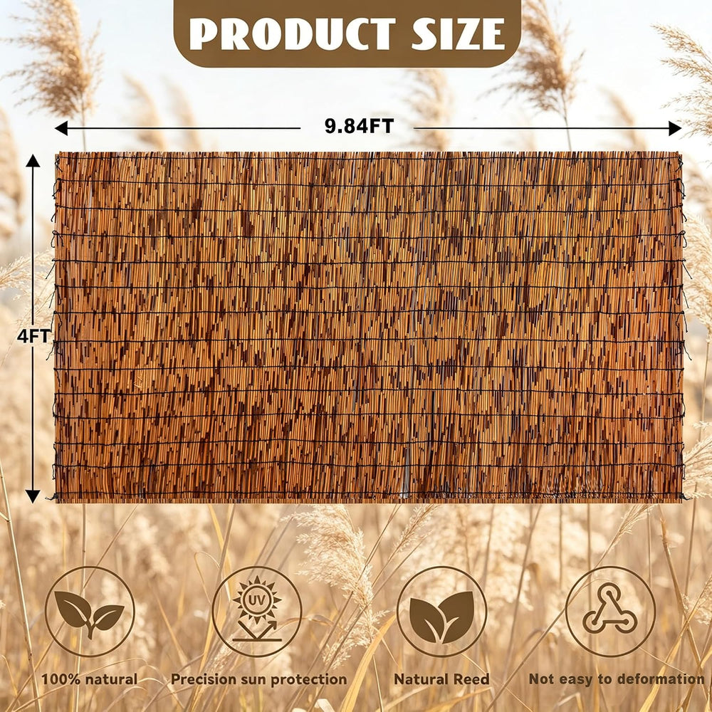 Reed Fencing Roll 4x9.84ft, 85% Shade Natural Bamboo Privacy Screen, Decorati...