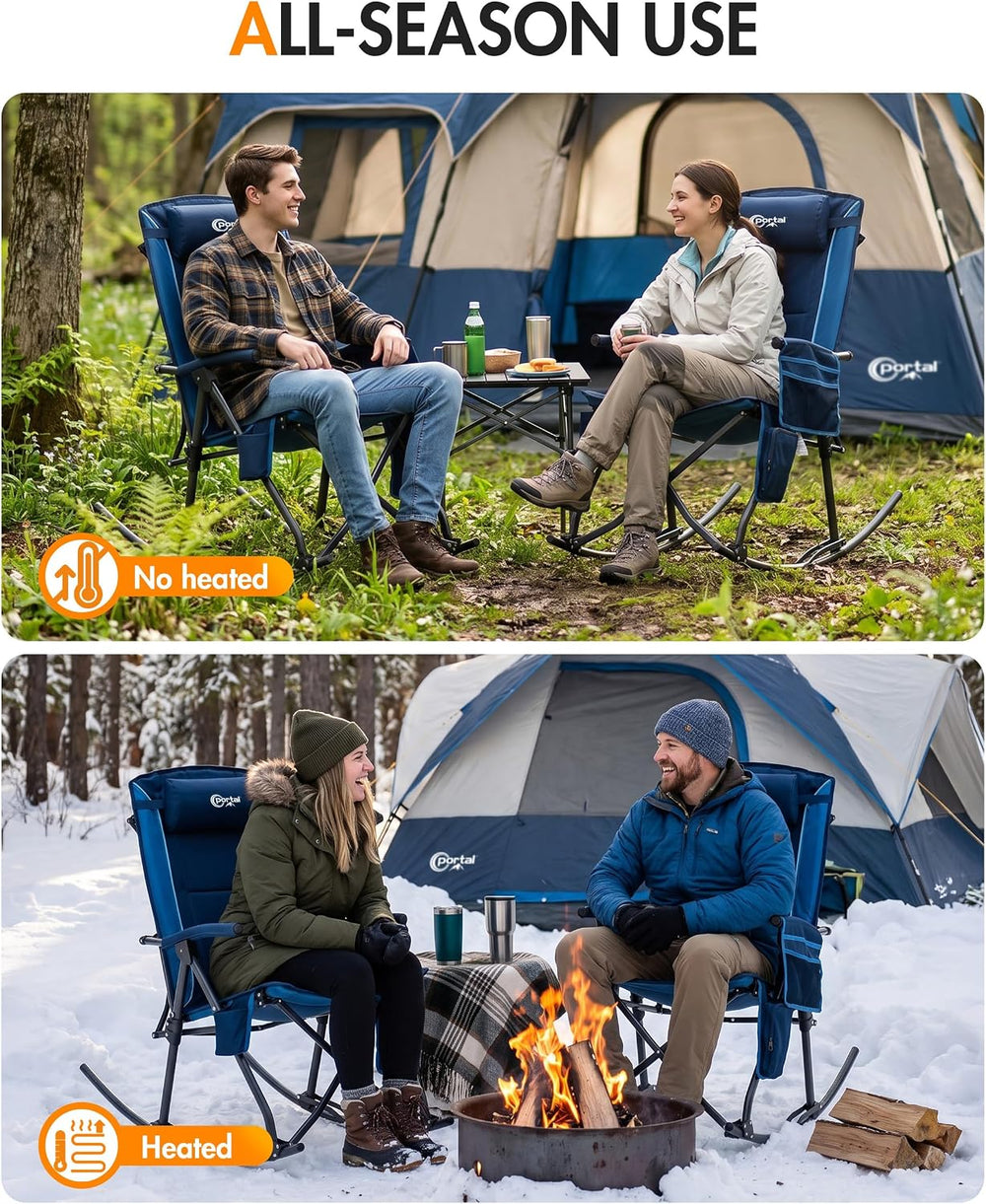 Portal Heated Folding Rocking Camping Chair Oversized Portable Outdoor Rocker...