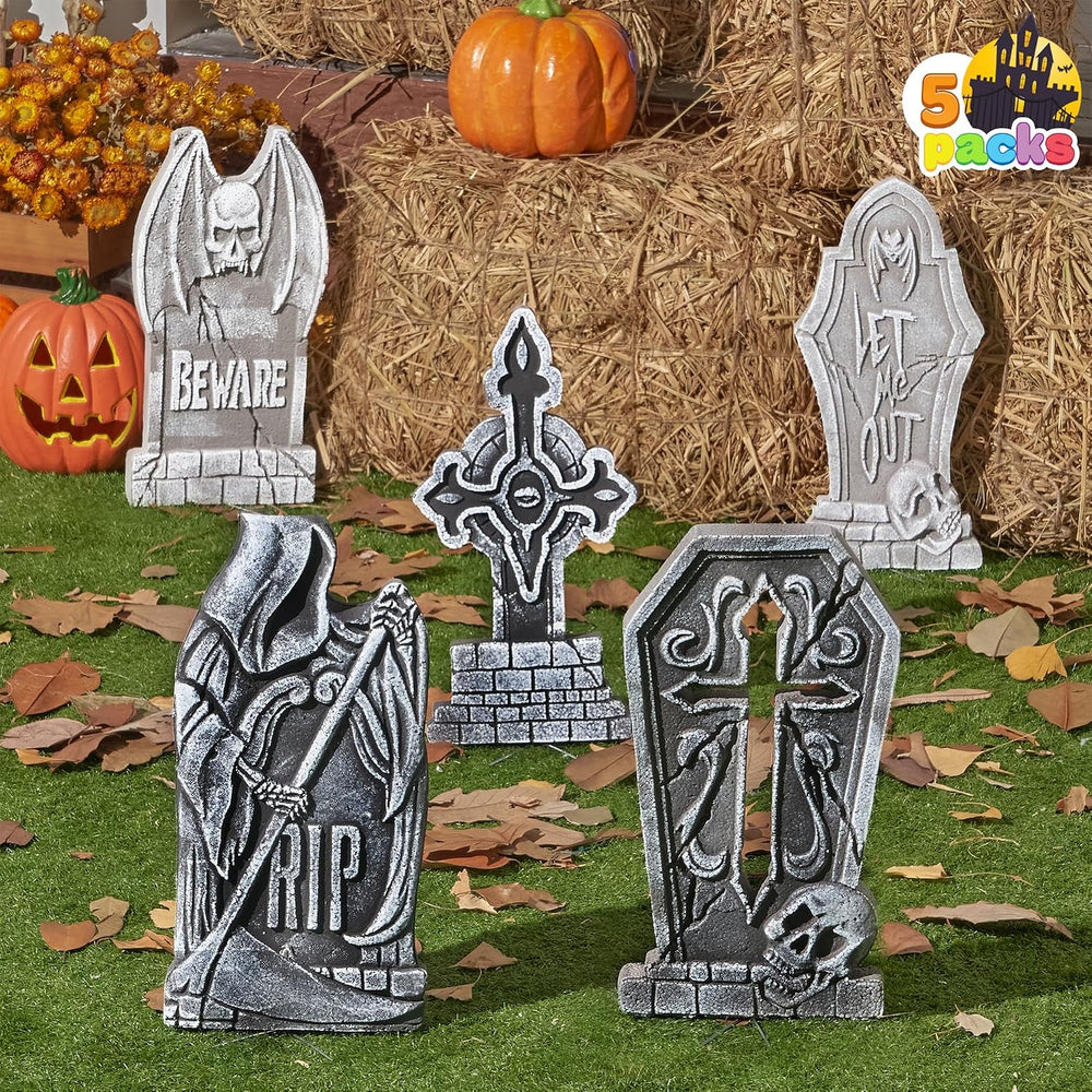 JOYIN 17" Halloween Decorations Outdoor Tombstones, 5 Pack Halloween Gra...
