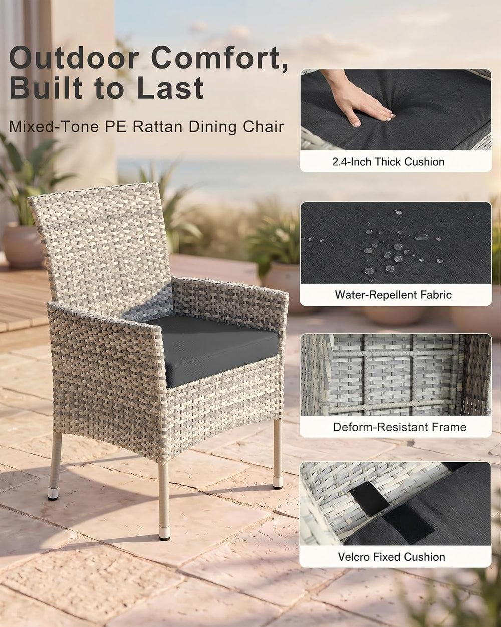 10-Piece Patio Dining Set, 2 Tempered Glass Tables & 8 Wicker Chairs