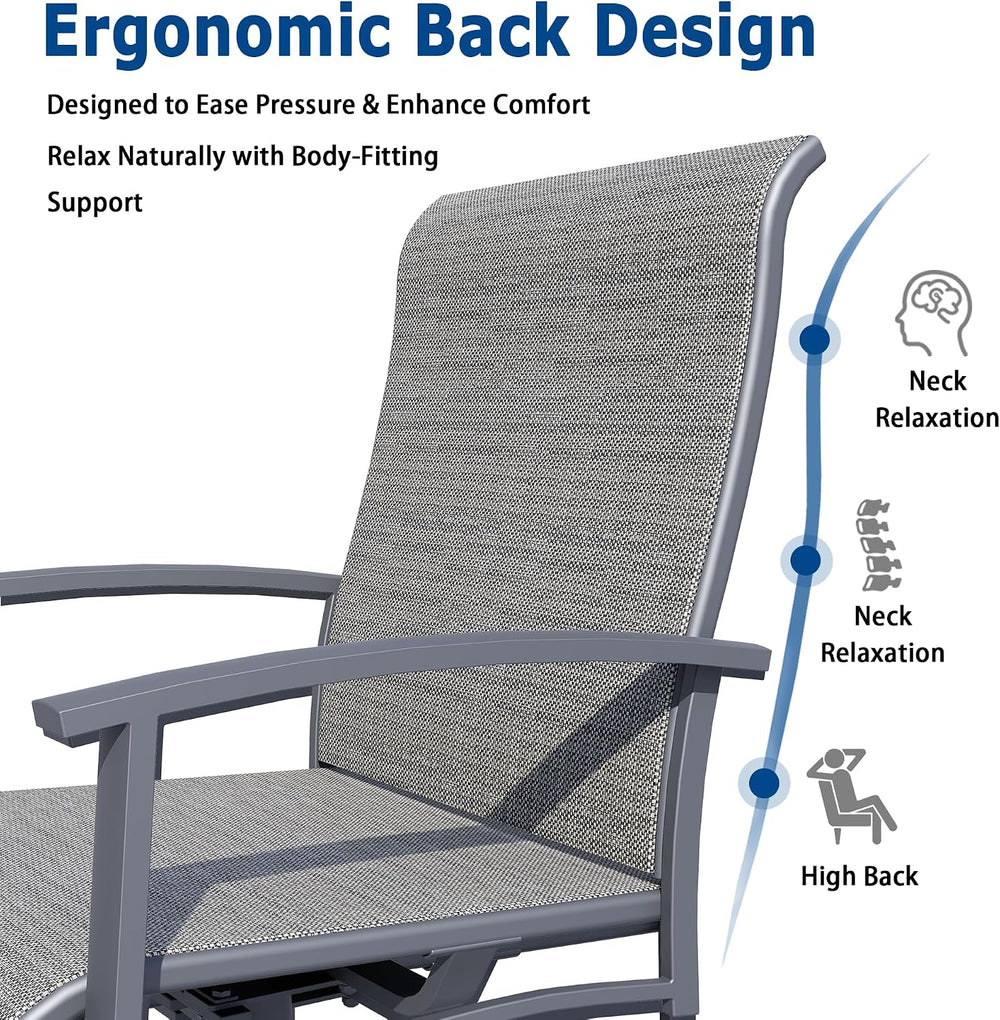 Patio Swivel Chairs Set of 2, Outdoor Swivel Chairs with Armrest, High Back P...