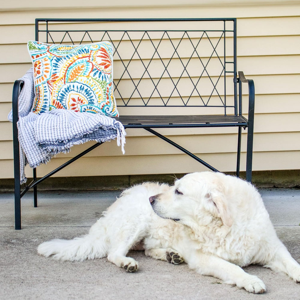Sunnydaze 2-Person Iron Outdoor Garden Bench - Black - 42.25" W