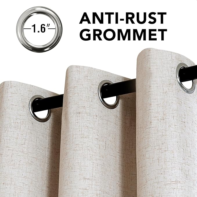 H.VERSAILTEX Linen Curtains 100% Blackout Curtains for Bedroom 84 inch Long F...