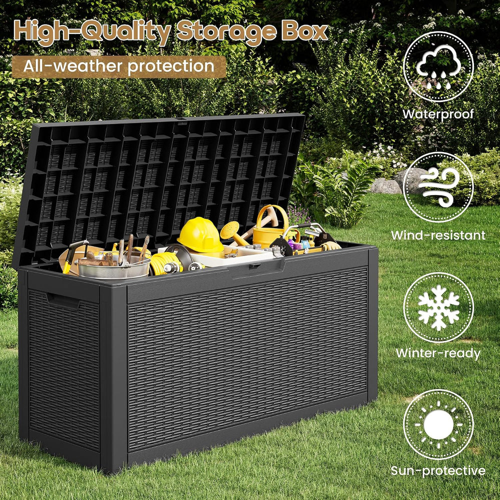 75 Gallon Outdoor Storage Box Waterproof Deck Box Patio Storage