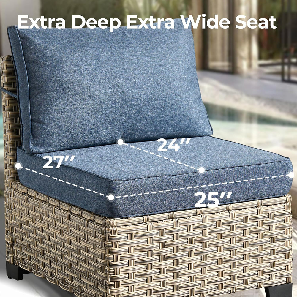 HOOOWOOO Sectional Patio Furniture Set With Fire Pit Table,10 Pieces Wicker O...