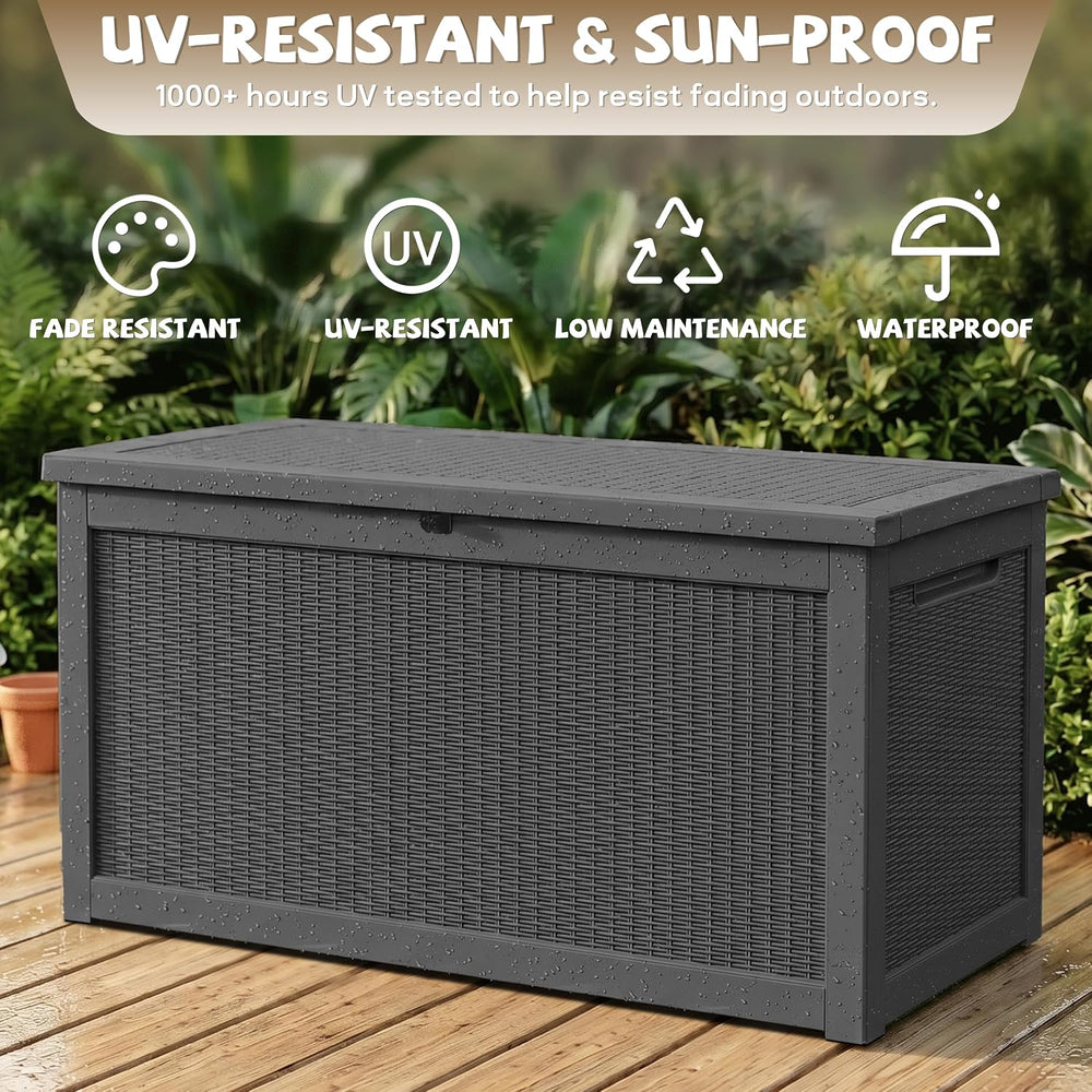 EasyUp 350 Gallon Deck Box Outdoor Storage Box, Black