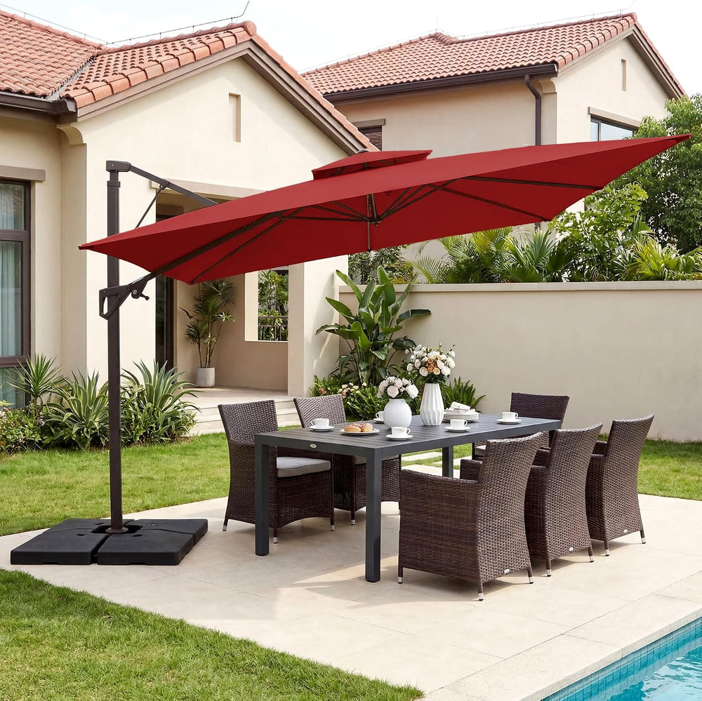JEAREY 10x10 ft 2-Tier Cantilever Patio Umbrella, Outdoor Offset Umbrella