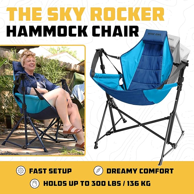 Wise Owl Outfitters Hammock Chair for Adults – Comfortable Portable Folding R...