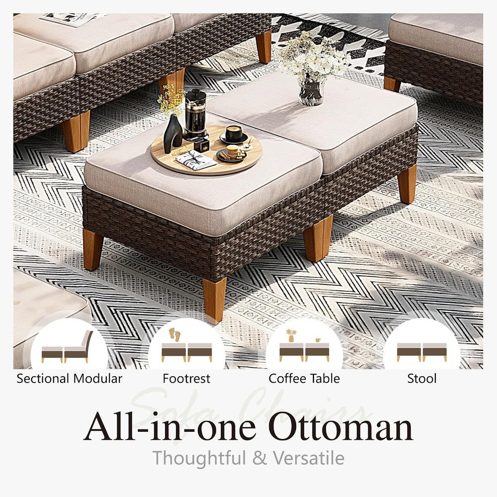 Sophia & William 7 Pieces Wicker Patio Furniture Set, Half Moon Design