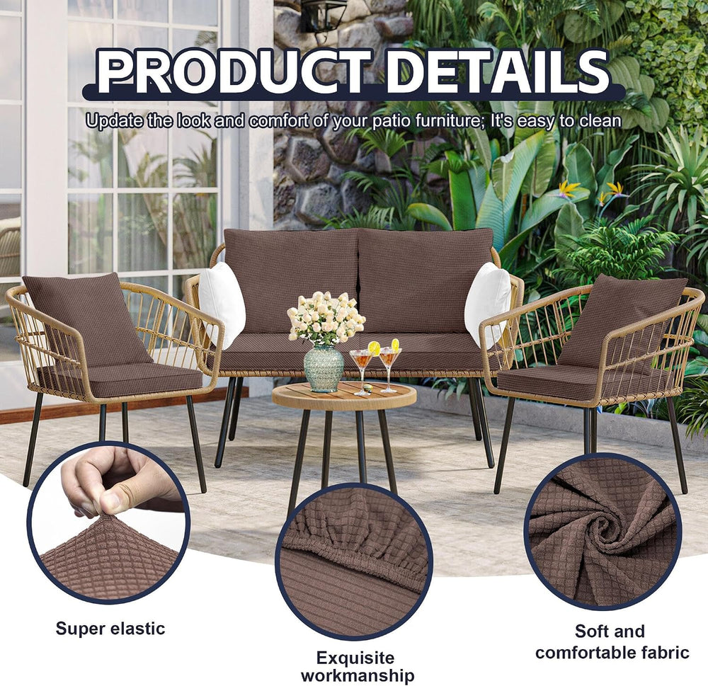8Pcs Patio Cushion Covers, Outdoor Stretch Cushion Covers, Washable