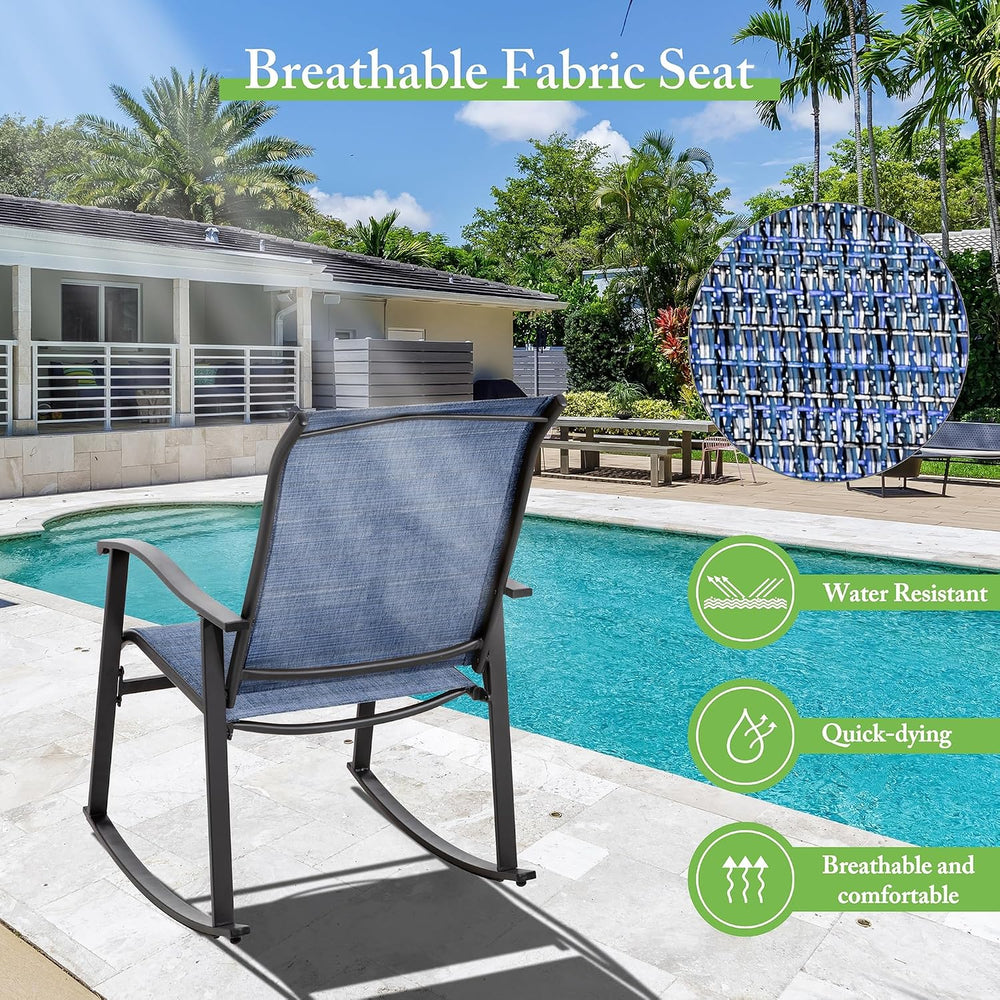 Shintenchi Rocking Chair Outdoor with Table, 3 Piece Rocking Patio Bistro Set...