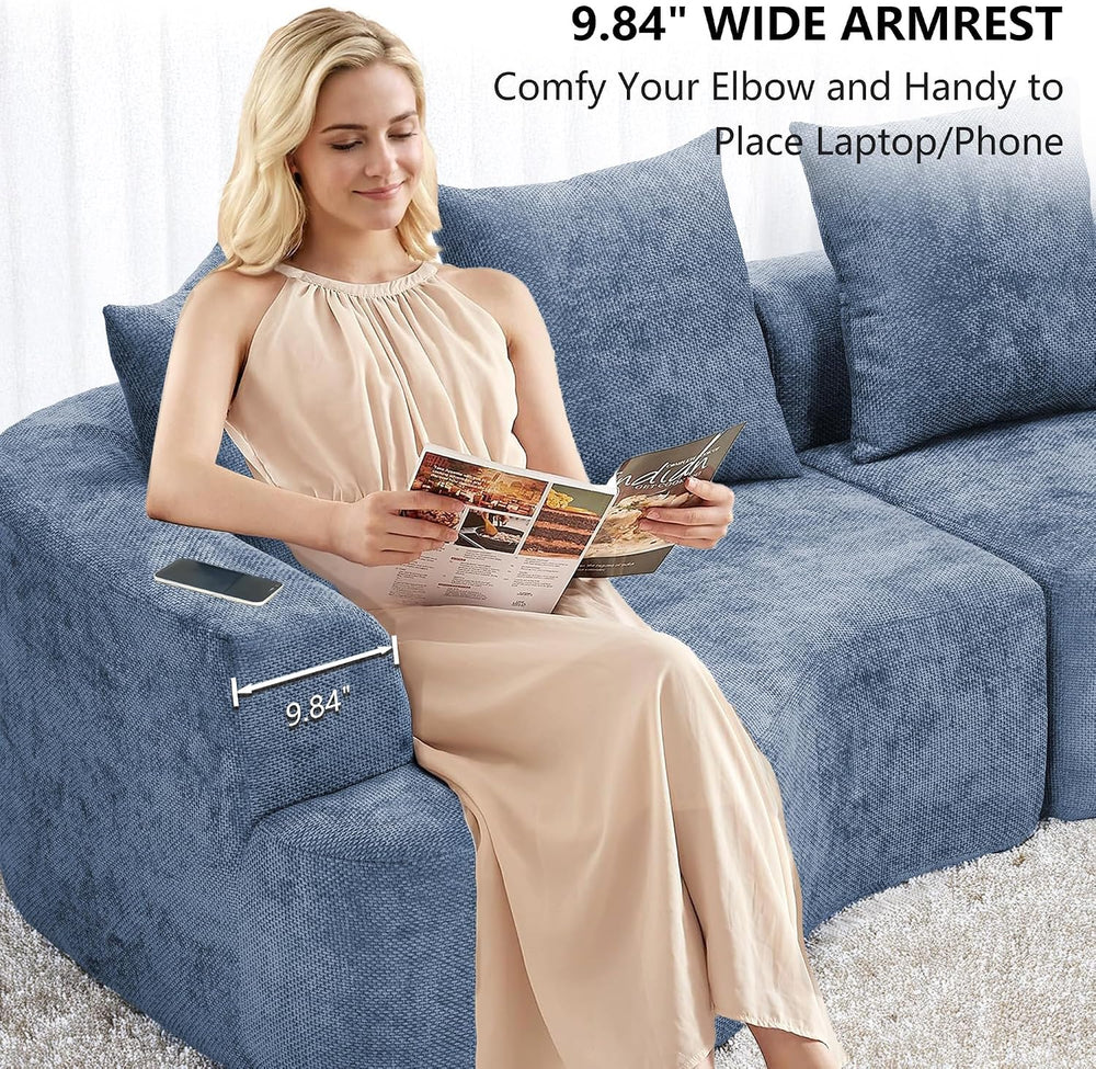 109” Curved Sectional Sofa, Modern Chenille Fabric Modular Couch