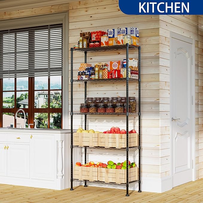 REGILLER 5-Wire Shelving Metal Storage Rack Adjustable Shelves,Standing Stora...