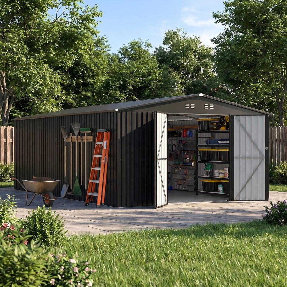MNLR 12x18 FT Outdoor Metal Storage Shed Extra-Large for Backyards