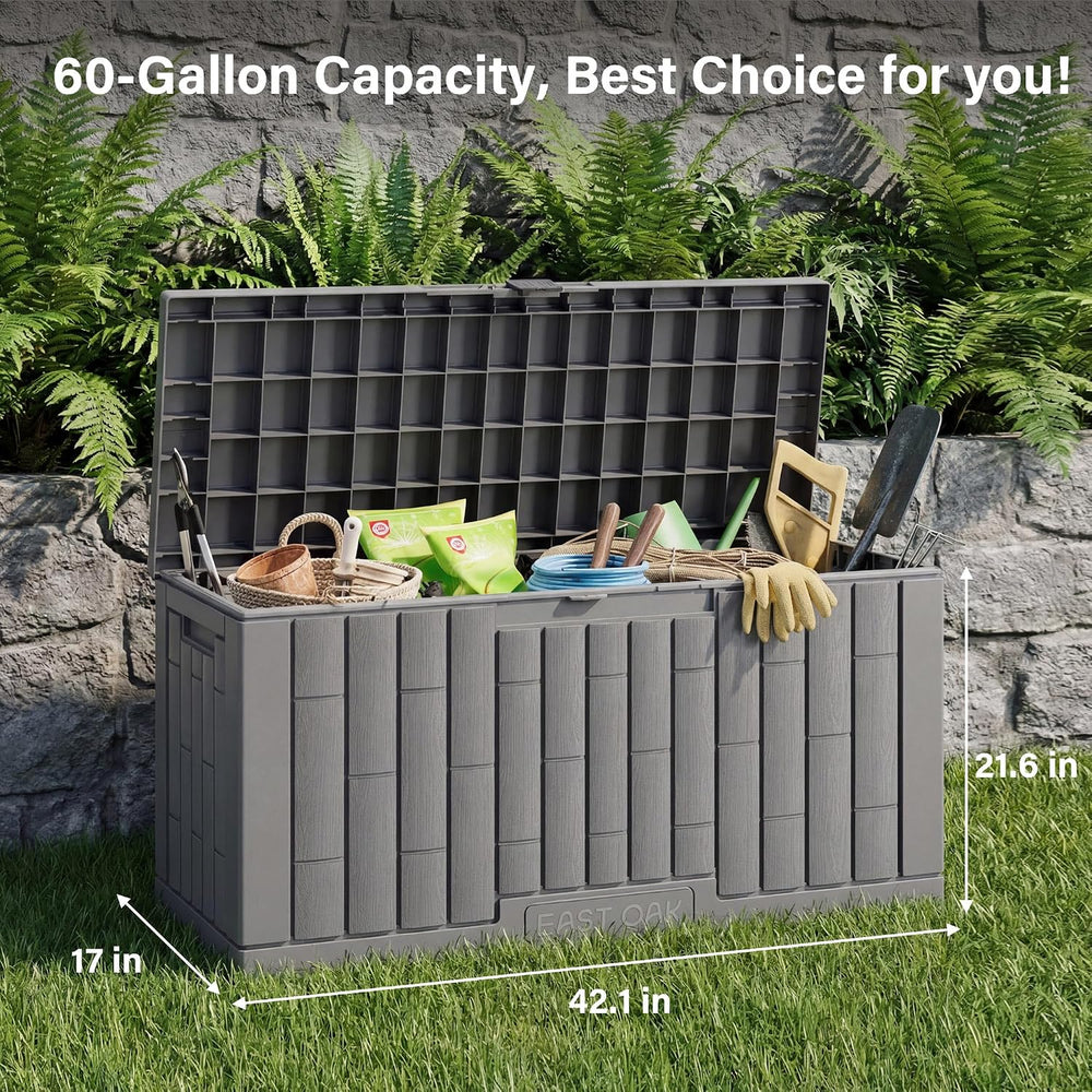EAST OAK Outdoor Storage Box, 60 Gallon Deck Box Indoor and Outdoor Use, Wate...