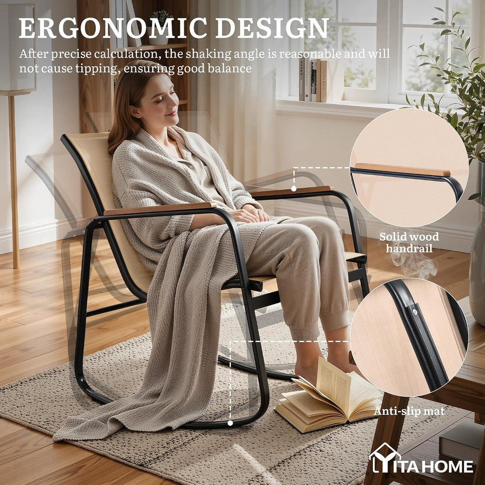 YITAHOME 4 Pieces Patio Furniture Set, Textilene Patio Set w/Wooden Armrest R...