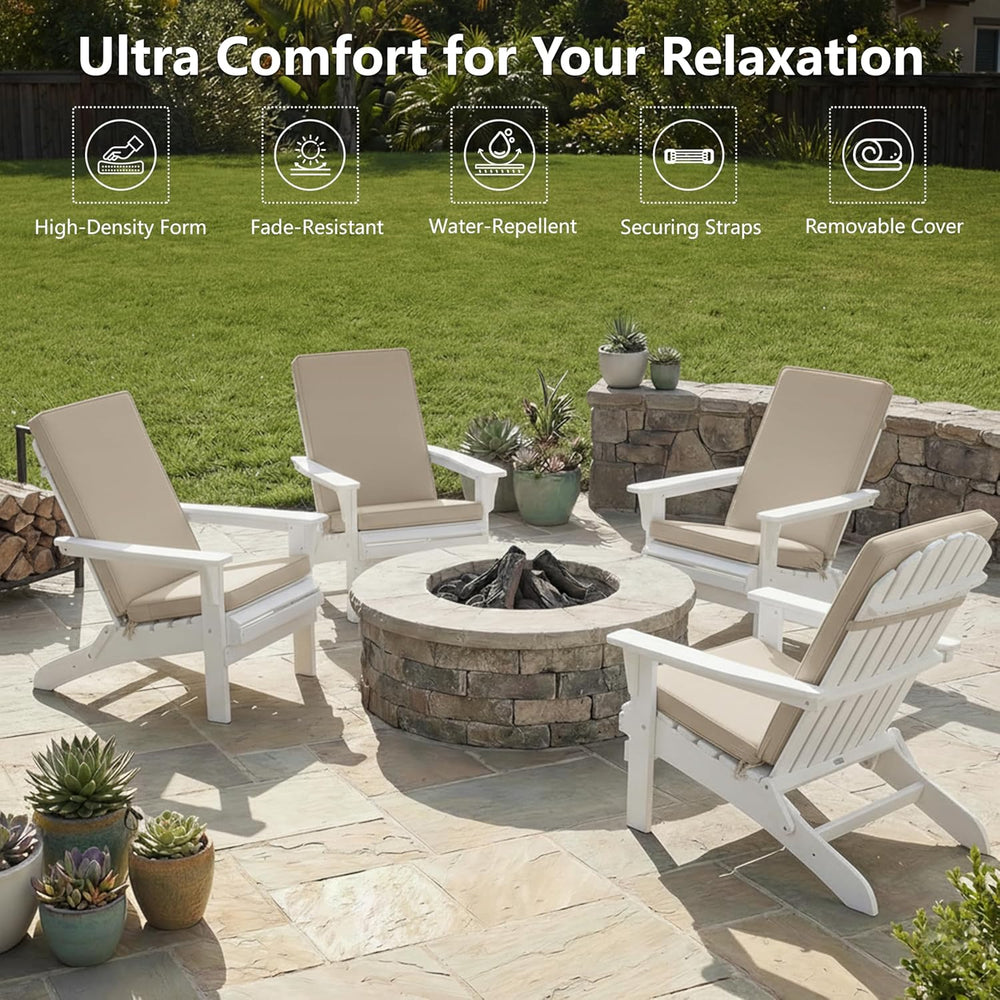 Outdoor Adirondack Chair Cushions Set of 4 - Removable Covers, Water-Repellen...