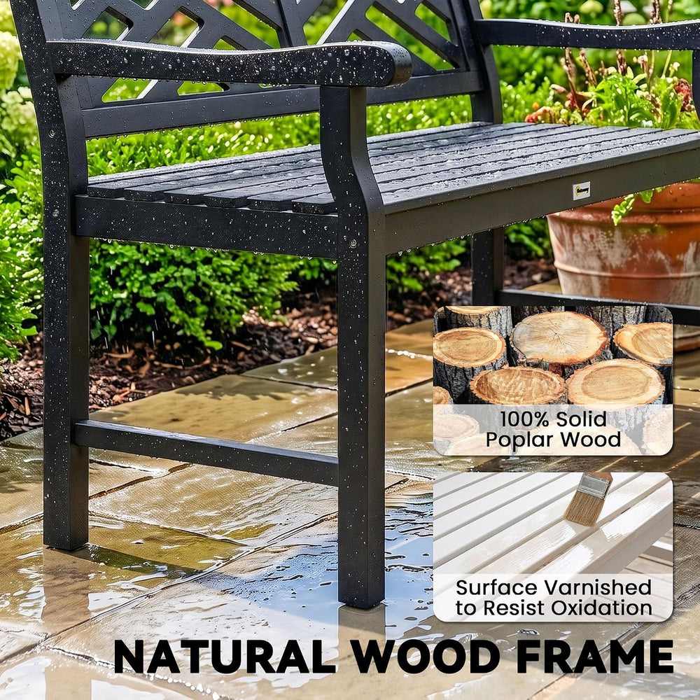 Outsunny Outdoor Garden Bench Wooden Frame Patio Bench 43.25 Inch Black