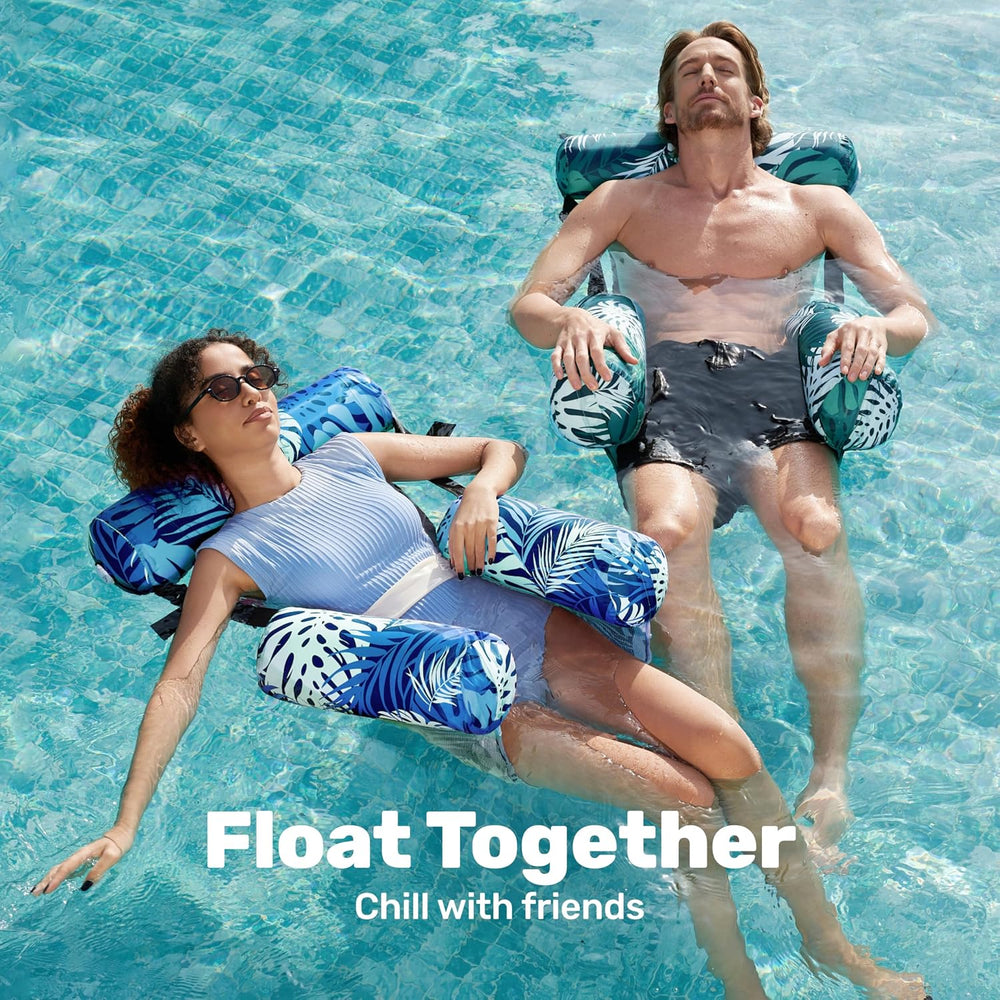 SLOOSH Inflatable Pool Floats Adult,2 Packs Floating Lounge Chairs,Blow up Po...